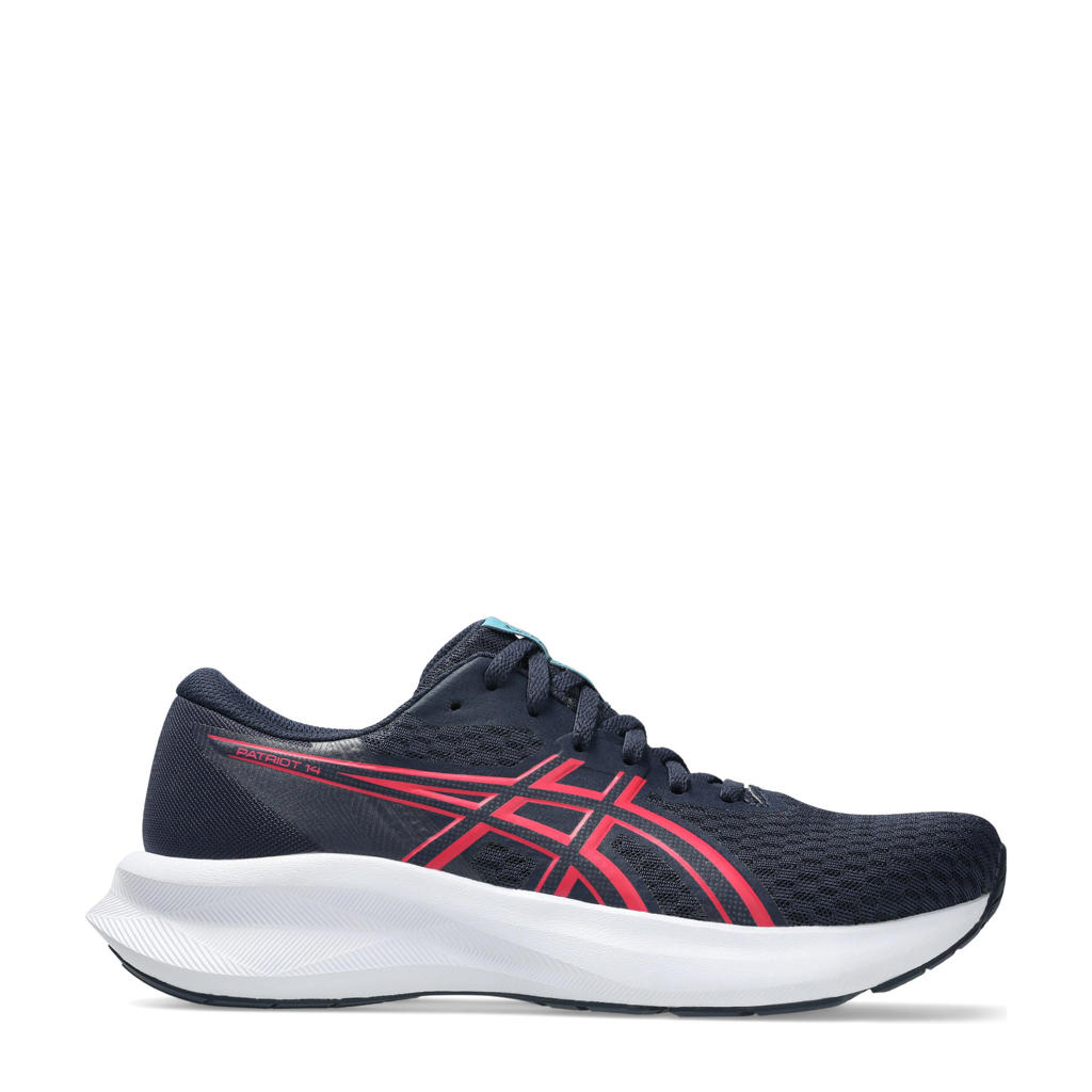 Donkerblauw en fuchsia dames ASICS Patriot 14 hardloopschoenen van mesh-pu/voering: mesh/voetbed: eva met veters