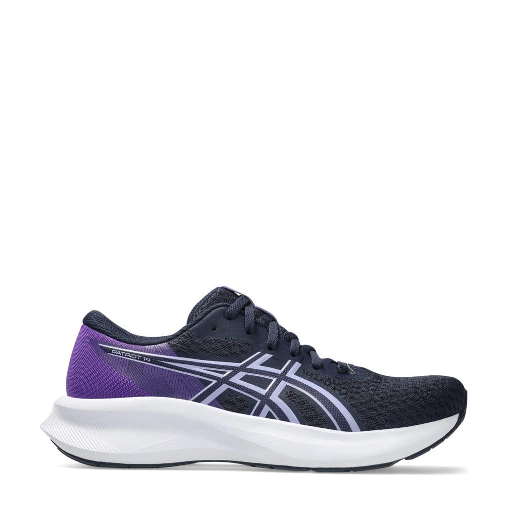 Donkerblauw en paarse dames ASICS Patriot 14 hardloopschoenen van mesh-pu/voering: mesh/voetbed: eva met veters