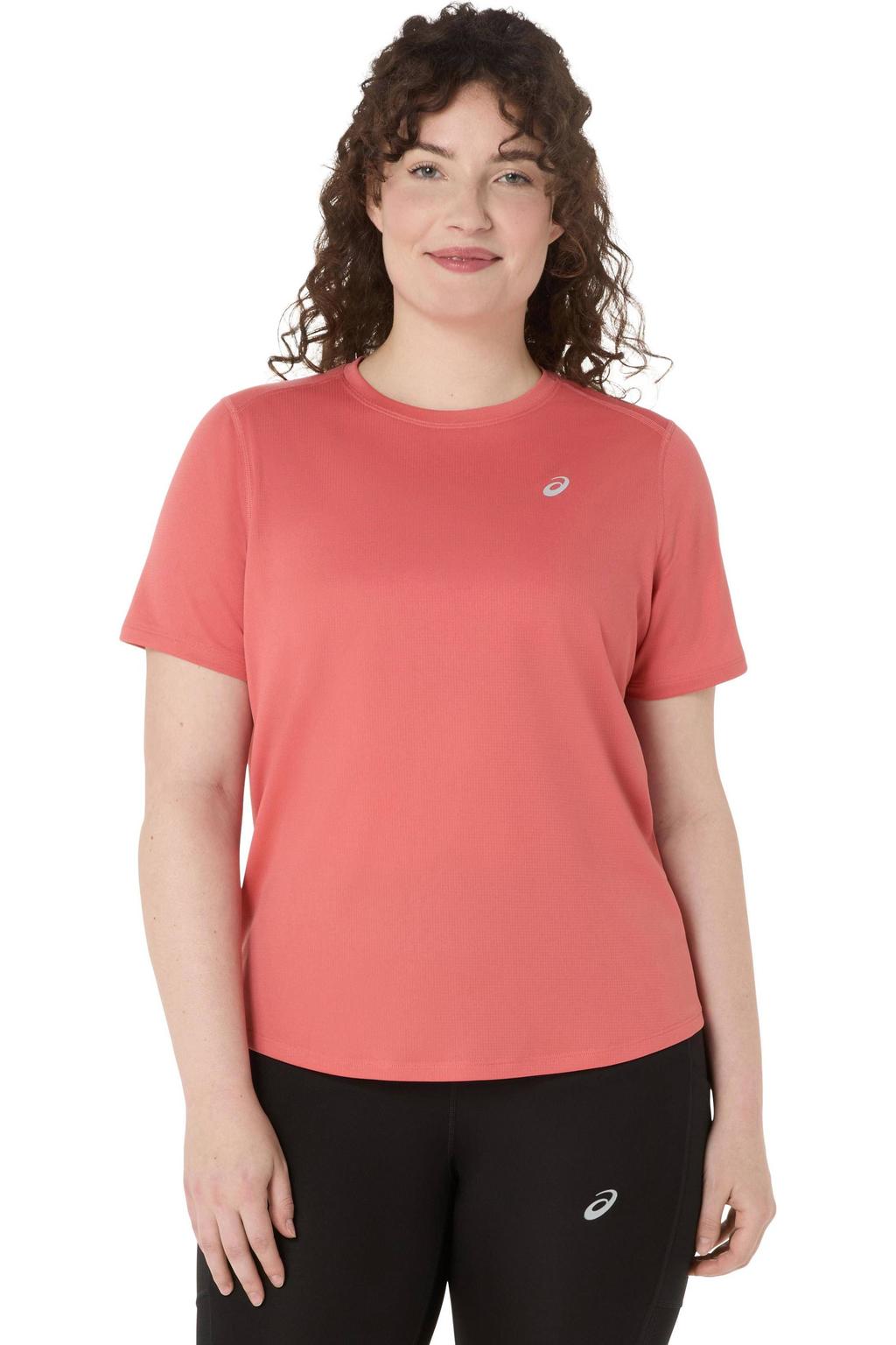 Roze dames hardloopshirt Core van polyester met korte mouwen en ronde hals