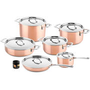 thumbnail: DUCQ  Pannenset Koper 6-Delig - Kookpan ø 20, 20, 24 cm & Steelpan ø 16 cm & Braadpan ø 28 cm & Koekenpan ø 26 cm + Deksels