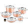 DUCQ  Pannenset Koper 6-Delig - Kookpan ø 20, 20, 24 cm & Steelpan ø 16 cm & Braadpan ø 28 cm & Koekenpan ø 26 cm + Deksels