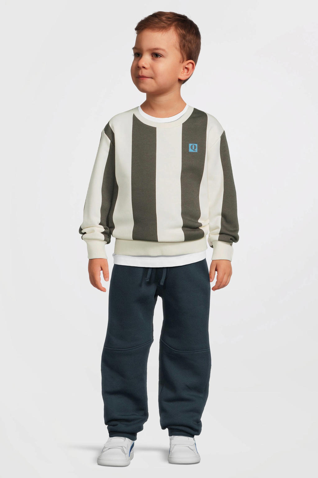 Donkerblauwe jongens Quapi Mini regular sweatpants van katoen met elastische tailleband met koord en effen