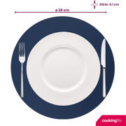 thumbnail: Cookinglife Placemats - Dubbelzijdig - Vegan leer - Grijs / Blauw ø 38 cm - 6 Stuks