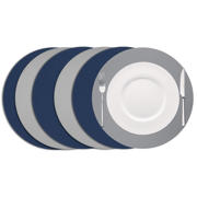 thumbnail: Cookinglife Placemats - Dubbelzijdig - Vegan leer - Grijs / Blauw ø 38 cm - 6 Stuks