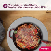 thumbnail: Cookinglife Placemats - Dubbelzijdig - Vegan leer - Grijs / Blauw ø 38 cm - 6 Stuks