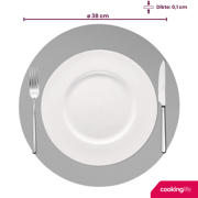 thumbnail: Cookinglife Placemats - Dubbelzijdig - Vegan leer - Grijs / Blauw ø 38 cm - 6 Stuks