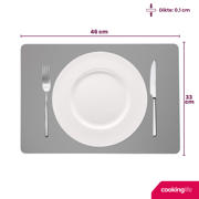 thumbnail: Cookinglife Placemats - Dubbelzijdig - Vegan leer - Grijs / Blauw 46 x 33 cm - 6 Stuks