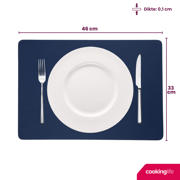thumbnail: Cookinglife Placemats - Dubbelzijdig - Vegan leer - Grijs / Blauw 46 x 33 cm - 6 Stuks