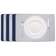 thumbnail: Cookinglife Placemats - Dubbelzijdig - Vegan leer - Grijs / Blauw 46 x 33 cm - 6 Stuks