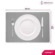 thumbnail: Cookinglife Placemats - Dubbelzijdig - Vegan leer - Grijs / Blauw 46 x 33 cm - 6 Stuks