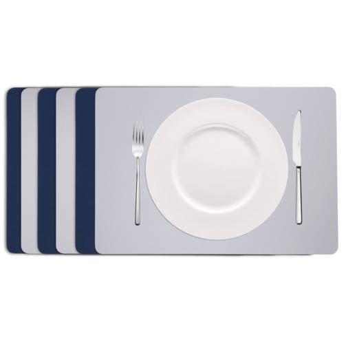 Cookinglife dubbelzijdige placemat (set van 6) (grijs/blauw, 46 x 33 cm) afbeelding