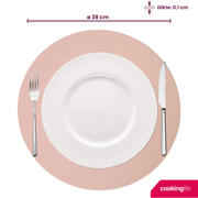 thumbnail: Cookinglife Placemats - Dubbelzijdig - Vegan leer - Grijs / Roze ø 38 cm - 6 Stuks