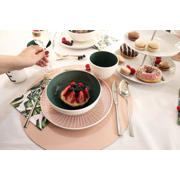 thumbnail: Cookinglife Placemats - Dubbelzijdig - Vegan leer - Grijs / Roze ø 38 cm - 6 Stuks