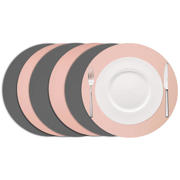 thumbnail: Cookinglife Placemats - Dubbelzijdig - Vegan leer - Grijs / Roze ø 38 cm - 6 Stuks