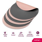 thumbnail: Cookinglife Placemats - Dubbelzijdig - Vegan leer - Grijs / Roze ø 38 cm - 6 Stuks
