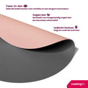 thumbnail: Cookinglife Placemats - Dubbelzijdig - Vegan leer - Grijs / Roze ø 38 cm - 6 Stuks