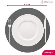 thumbnail: Cookinglife Placemats - Dubbelzijdig - Vegan leer - Grijs / Roze ø 38 cm - 6 Stuks