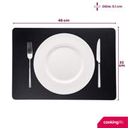 thumbnail: Cookinglife Placemats - Dubbelzijdig - Vegan leer - Cognac / Zwart 46 x 33 cm - 6 Stuks