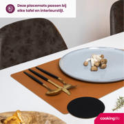 thumbnail: Cookinglife Placemats - Dubbelzijdig - Vegan leer - Cognac / Zwart 46 x 33 cm - 6 Stuks