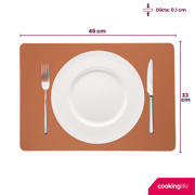 thumbnail: Cookinglife Placemats - Dubbelzijdig - Vegan leer - Cognac / Zwart 46 x 33 cm - 6 Stuks