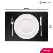 thumbnail: Cookinglife Placemats - Dubbelzijdig - Vegan leer - Cognac / Zwart 46 x 33 cm - 6 Stuks