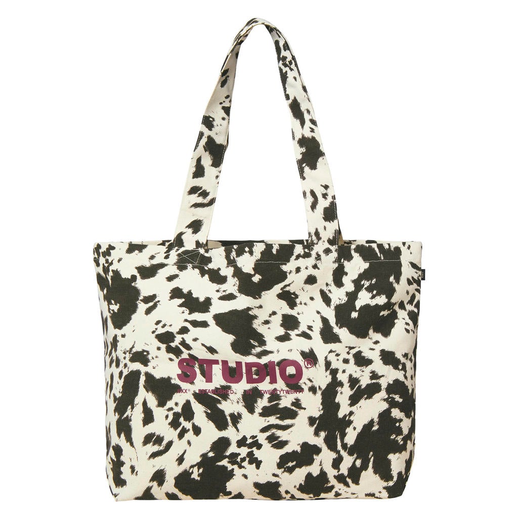 JJXX shopper met koeienprint JXBETHANY ecru/bruin