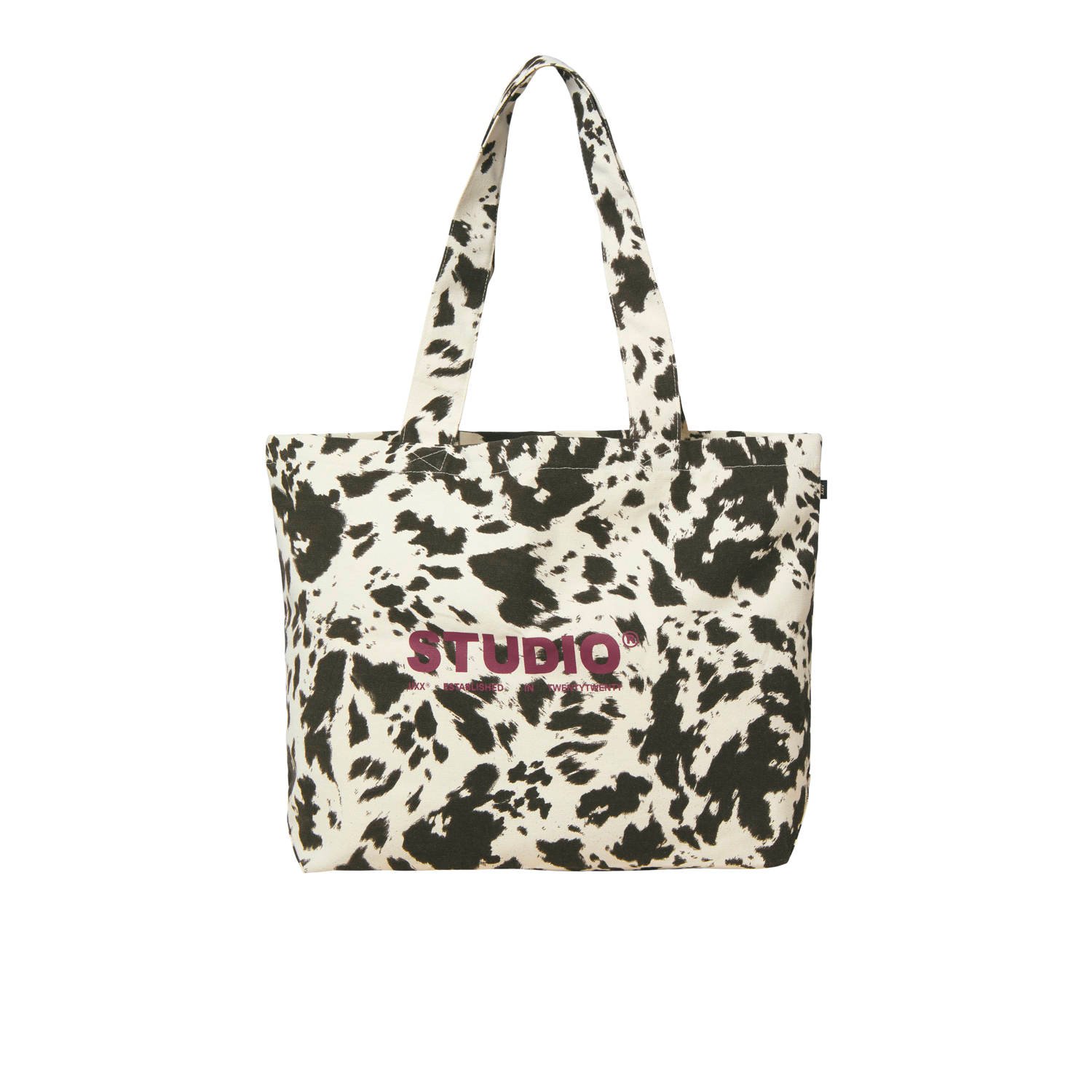 JJXX shopper met koeienprint JXBETHANY ecru bruin