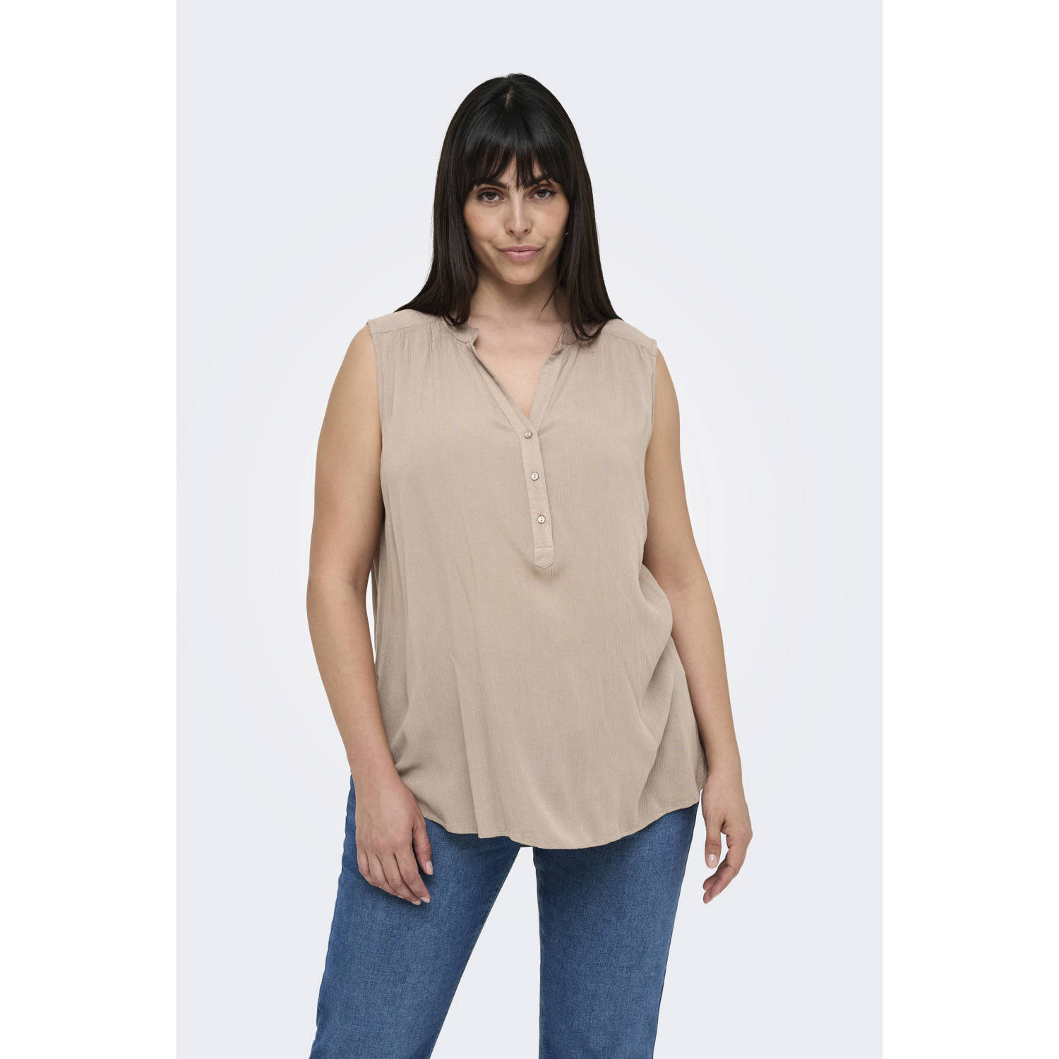 Only Carmakoma Carjette Life Mouwloze Top in Mocha Meringue Brown Heren