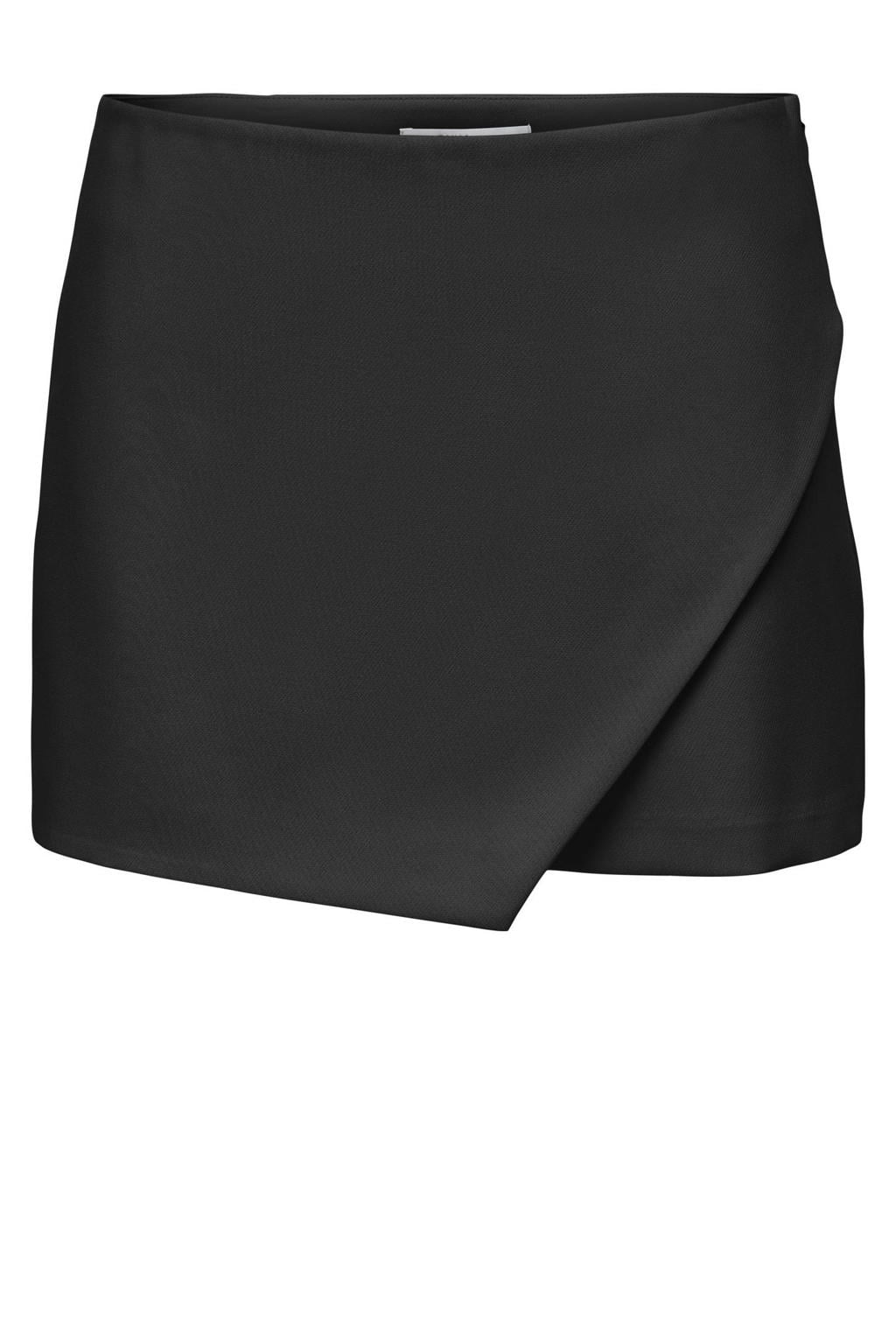 Zwarte dames ONLY CARMAKOMA skort van polyester met regular waist, blinde ritssluiting en effen