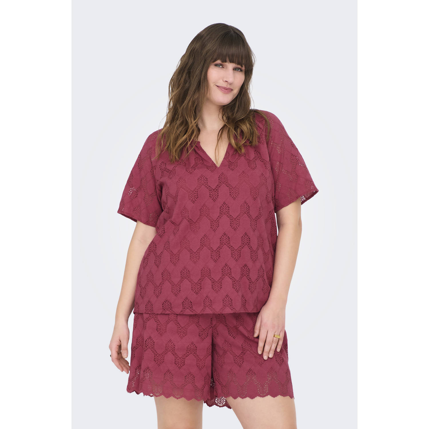 ONLY CARMAKOMA blousetop roodbruin