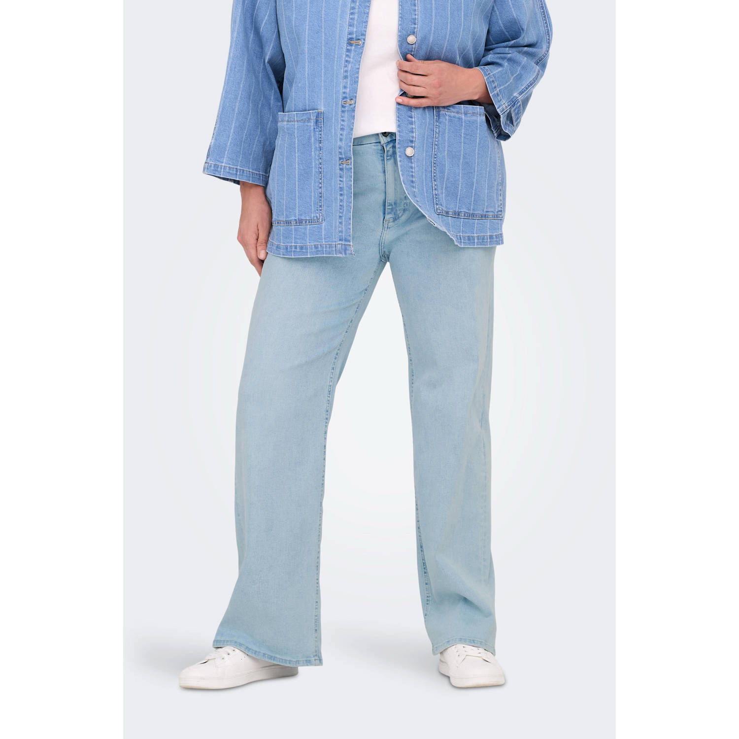 ONLY CARMAKOMA high waist wide leg jeans light blue denim