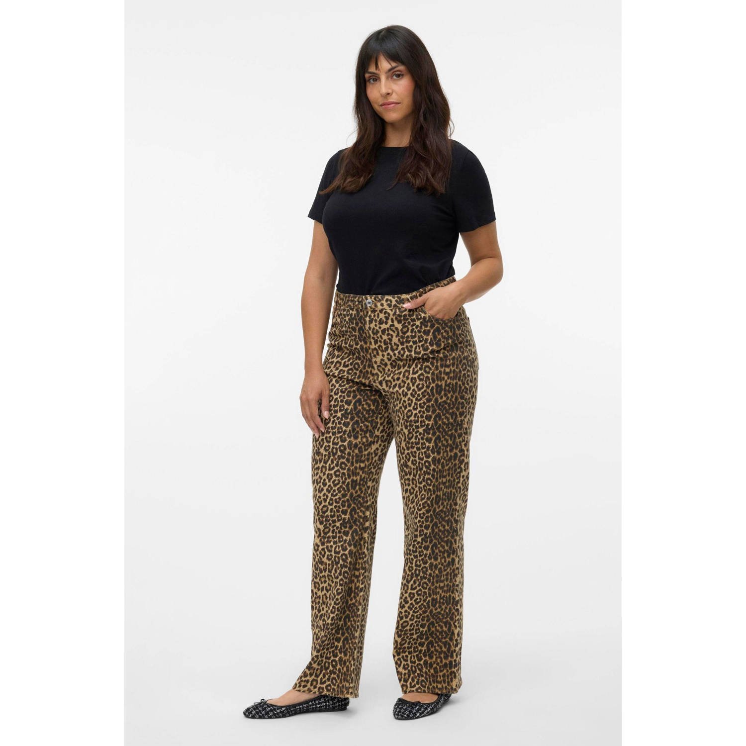VERO MODA CURVE high waist wide leg jeans bruin