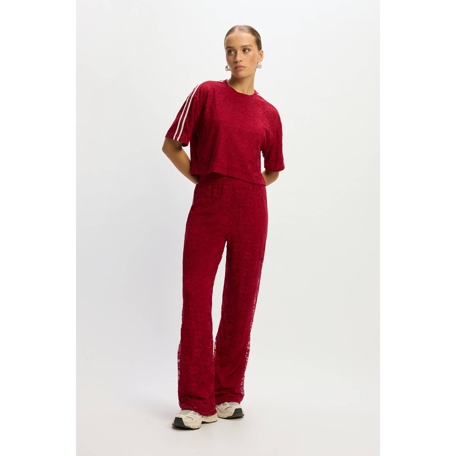 Refined Department wide leg regular waist broek rood