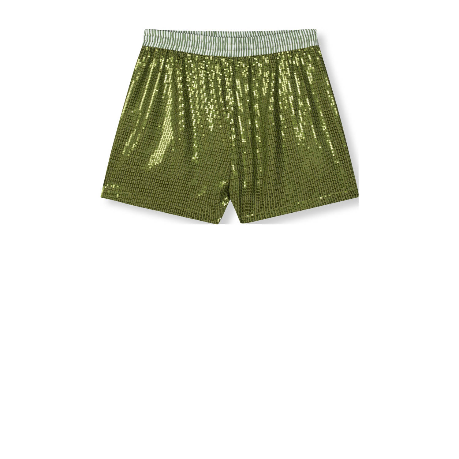 Refined Department wide leg regular waist casual short groen met pailletten