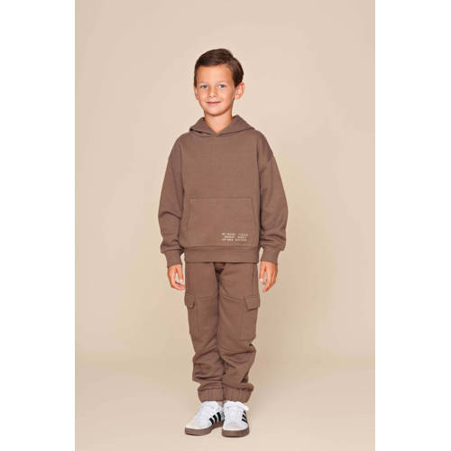 LEVV hoodie met backprint bruin afbeelding