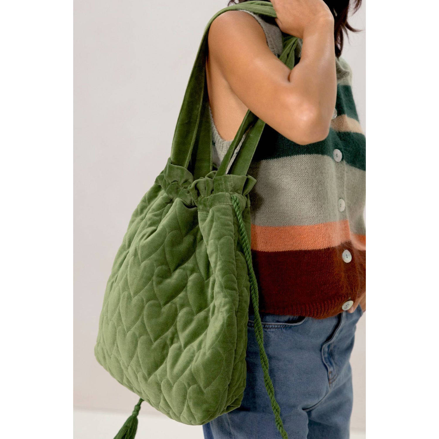 Sissy-Boy fluwelen shopper groen