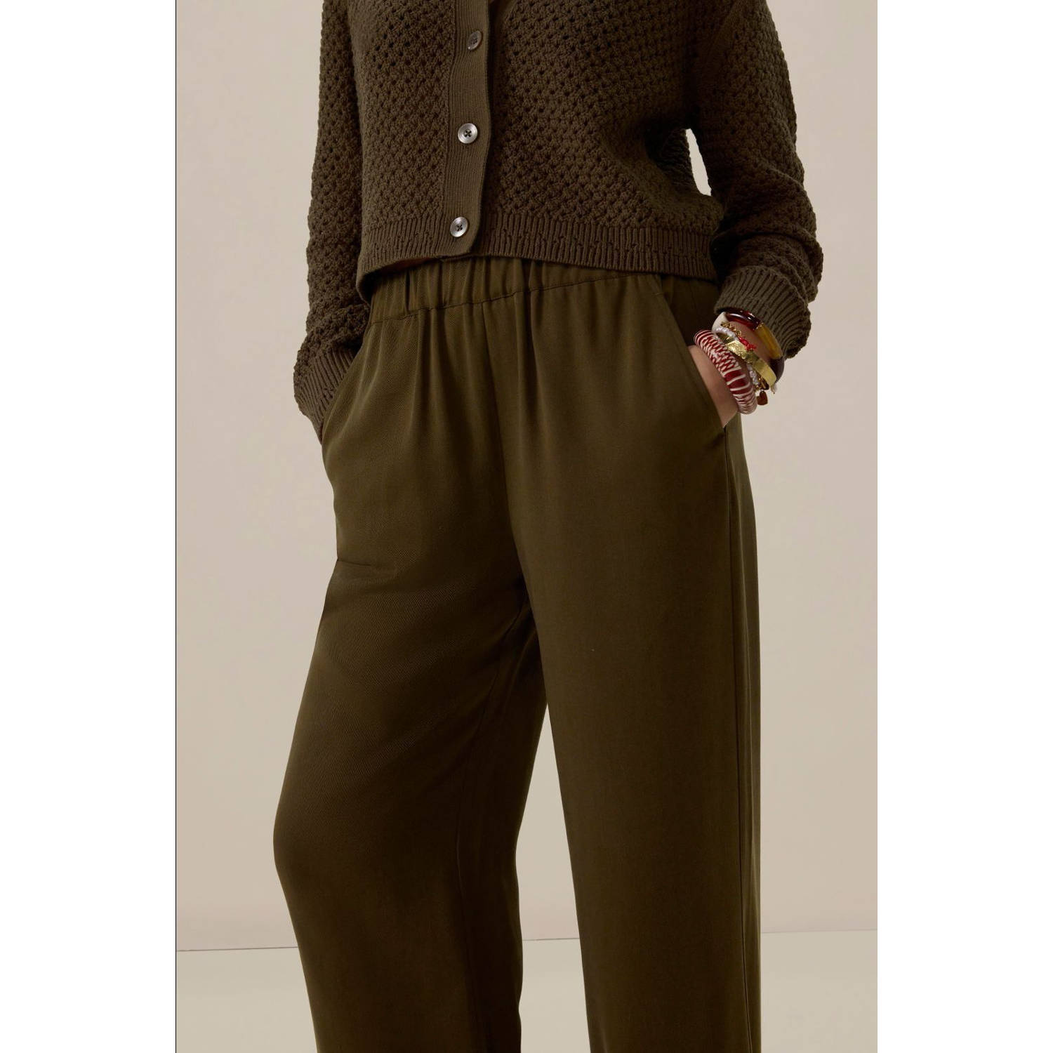 Sissy-Boy wide leg high waist broek donkergroen