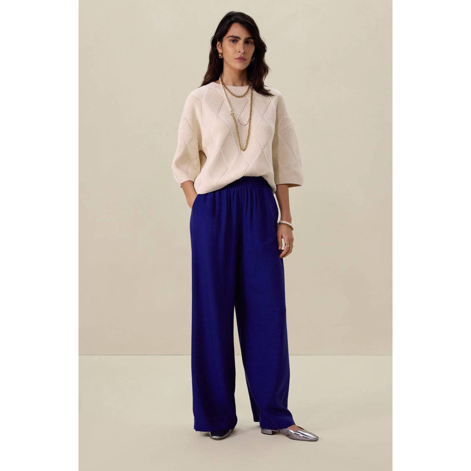 Sissy-Boy wide leg high waist broek donkerblauw