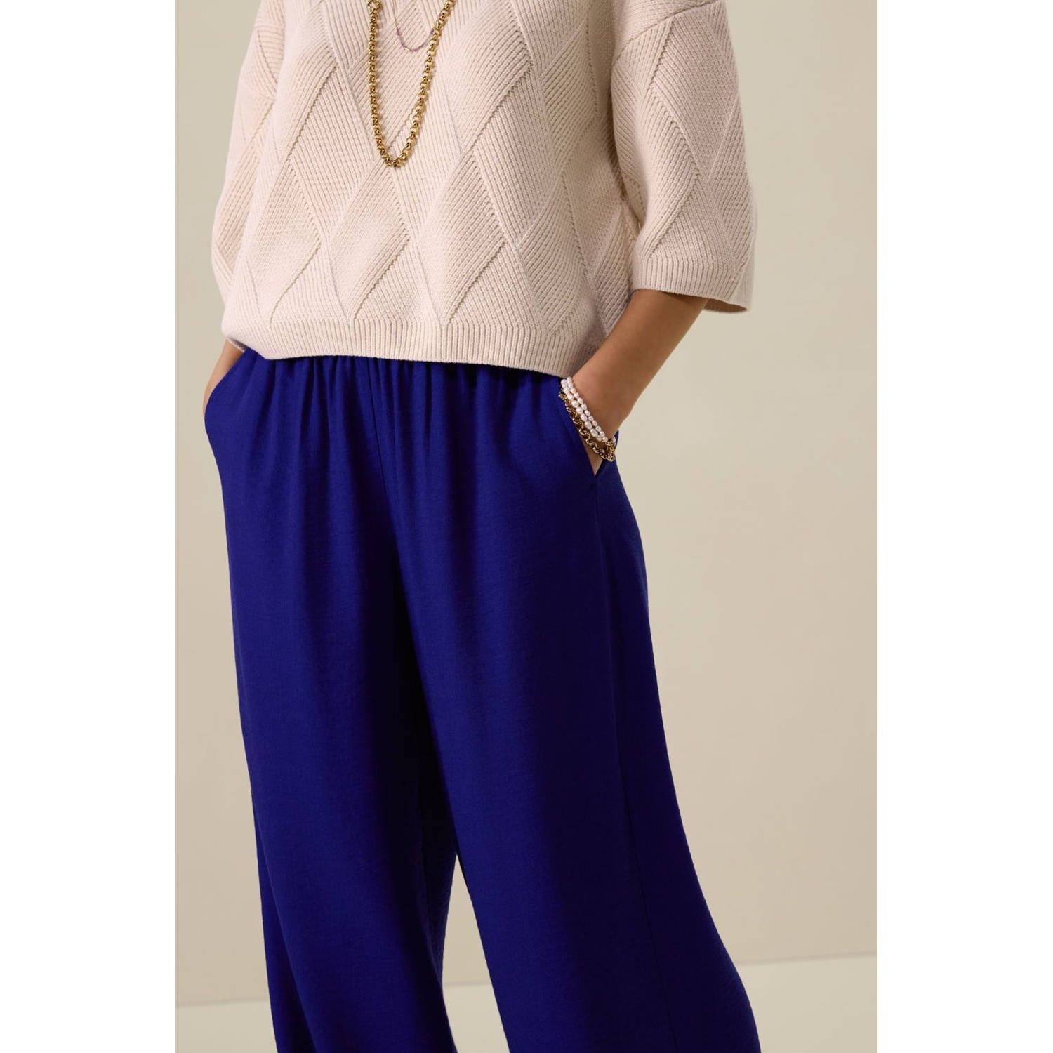 Sissy-Boy wide leg high waist broek donkerblauw