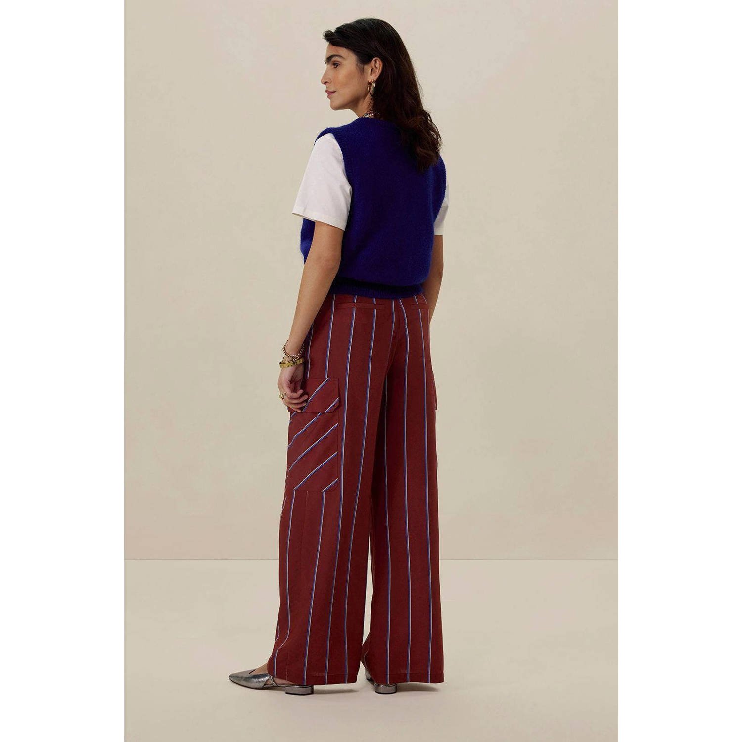 Sissy-Boy wide leg regular waist cargo broek roodbruin