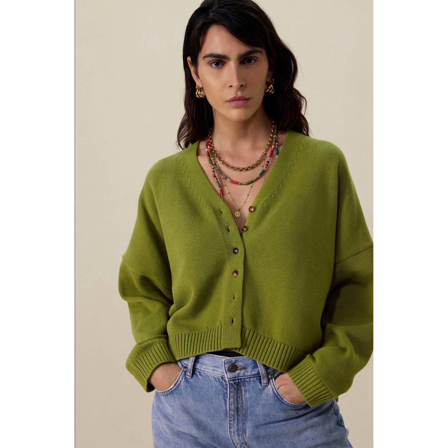 Sissy-Boy vest groen fijn gebreid