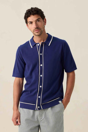 casual overhemd fijn gebreid donkerblauw