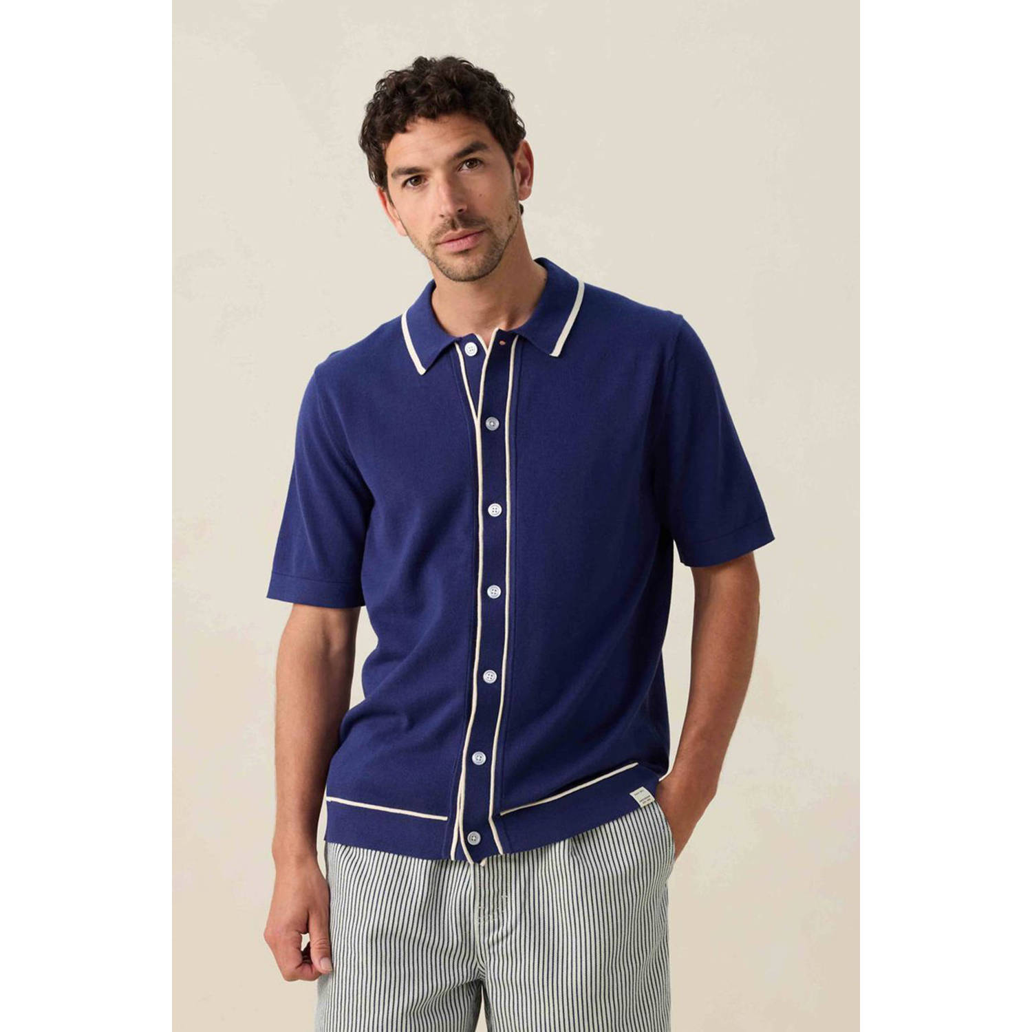 Sissy-Boy casual overhemd fijn gebreid donkerblauw