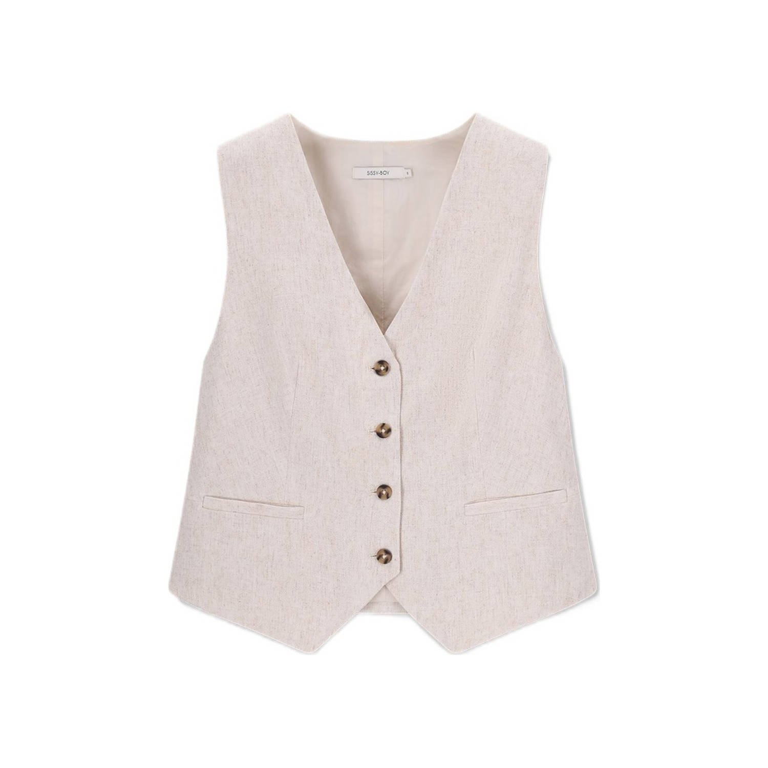 Sissy-Boy linnen gilet beige