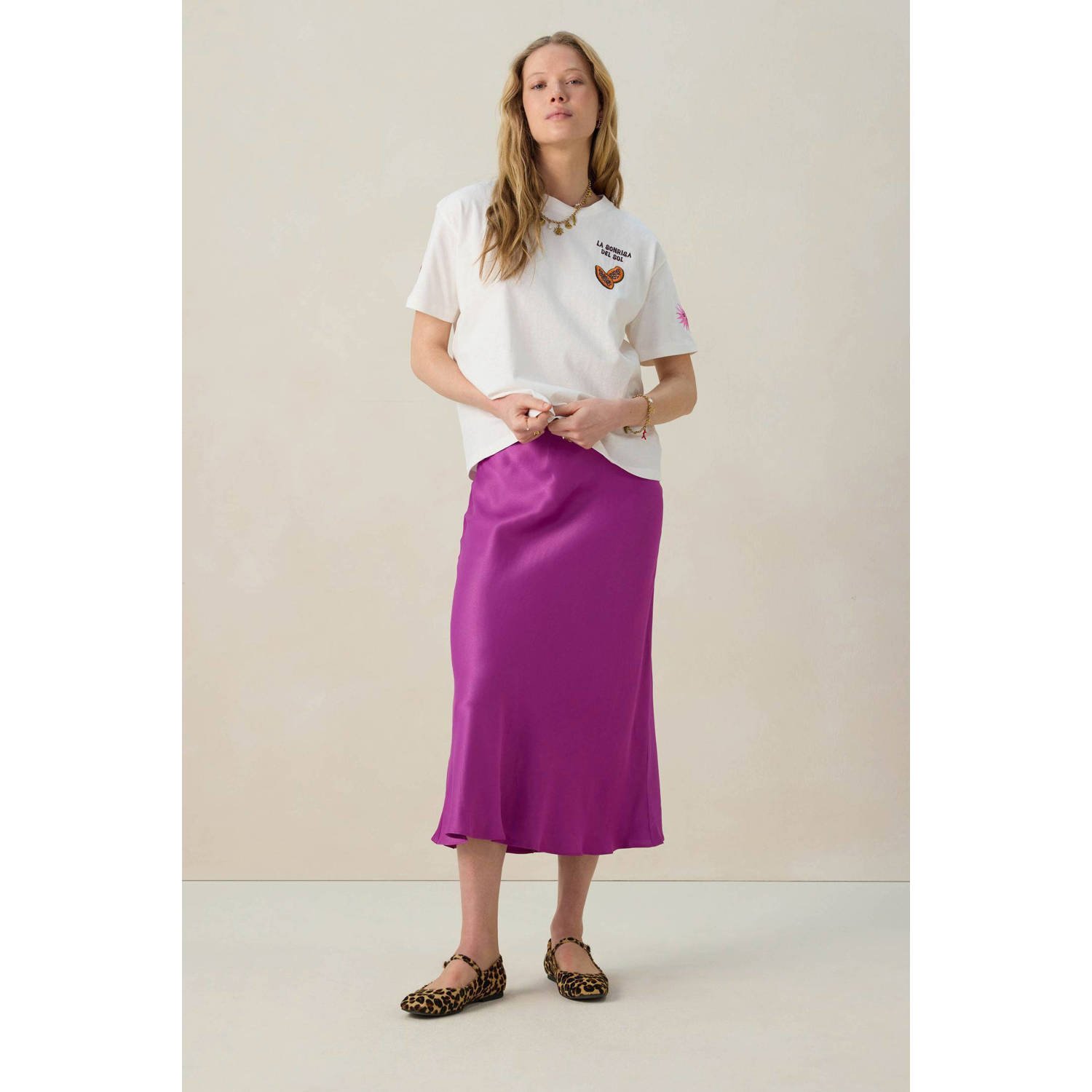Sissy-Boy satijnen midi rok paars