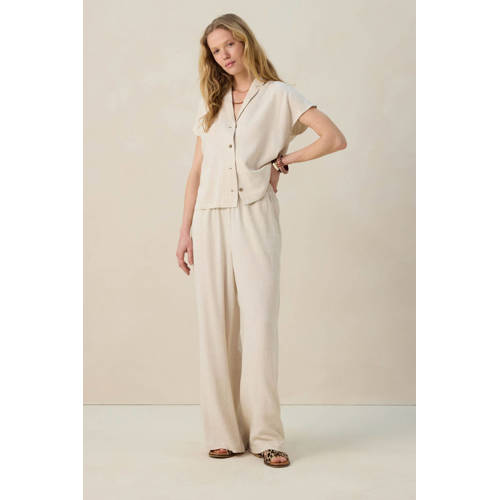Sissy-Boy Wide leg high waist broek met linnen beige afbeelding