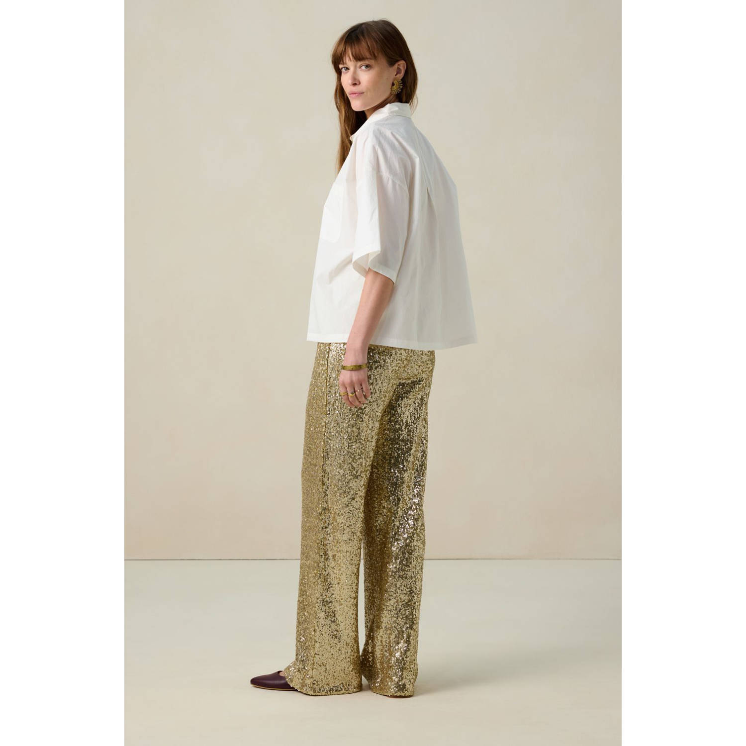 Sissy-Boy wide leg high waist broek goud met pailletten