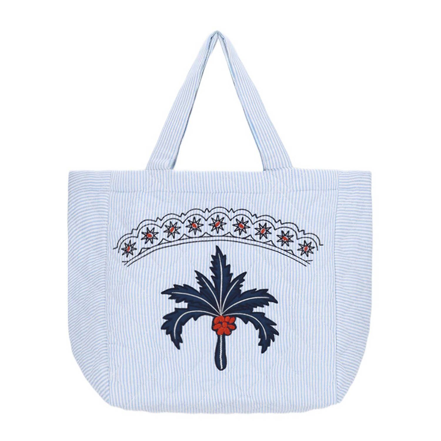 Sissy-Boy gestreepte shopper lichtblauw