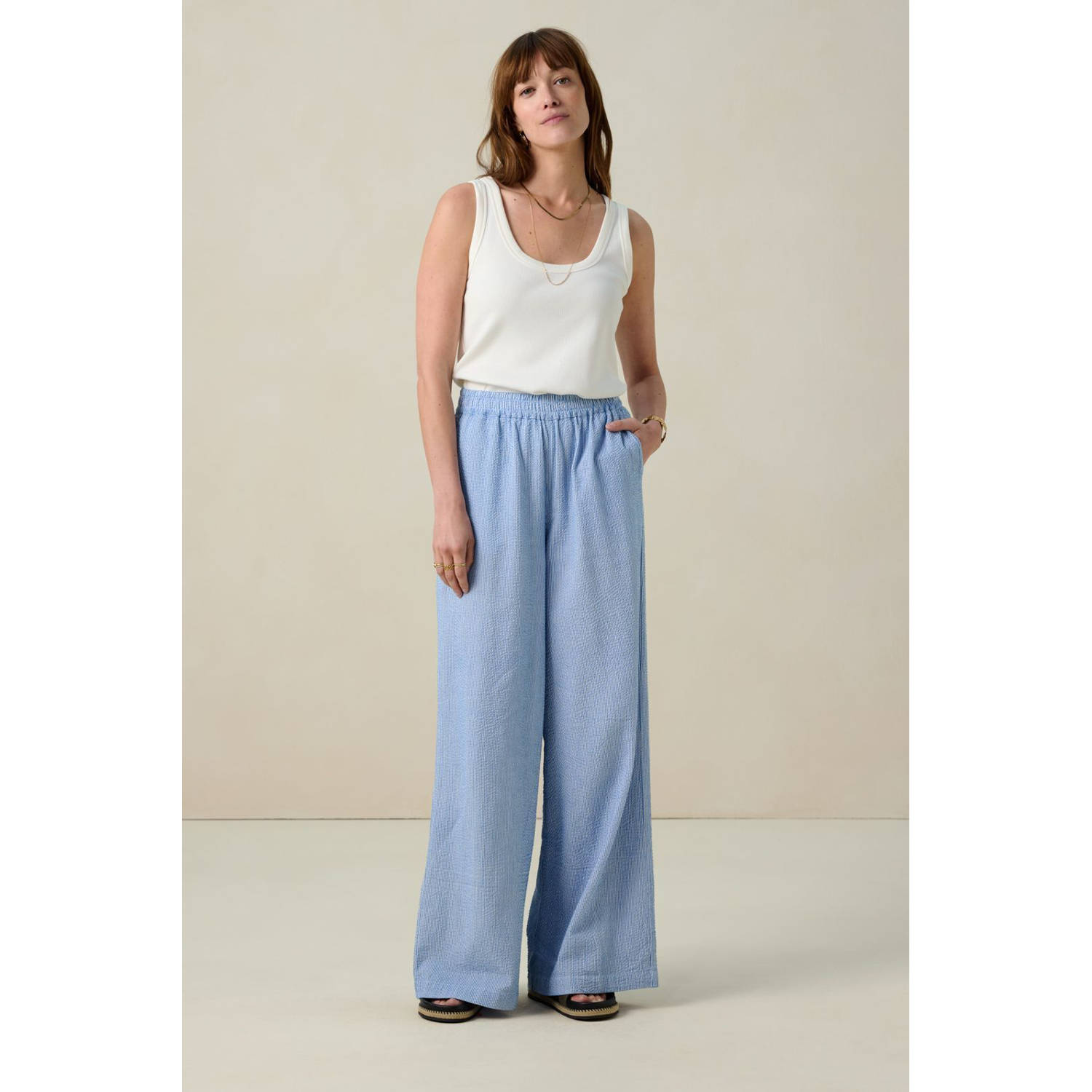 Sissy-Boy wide leg regular waist broek lichtblauw