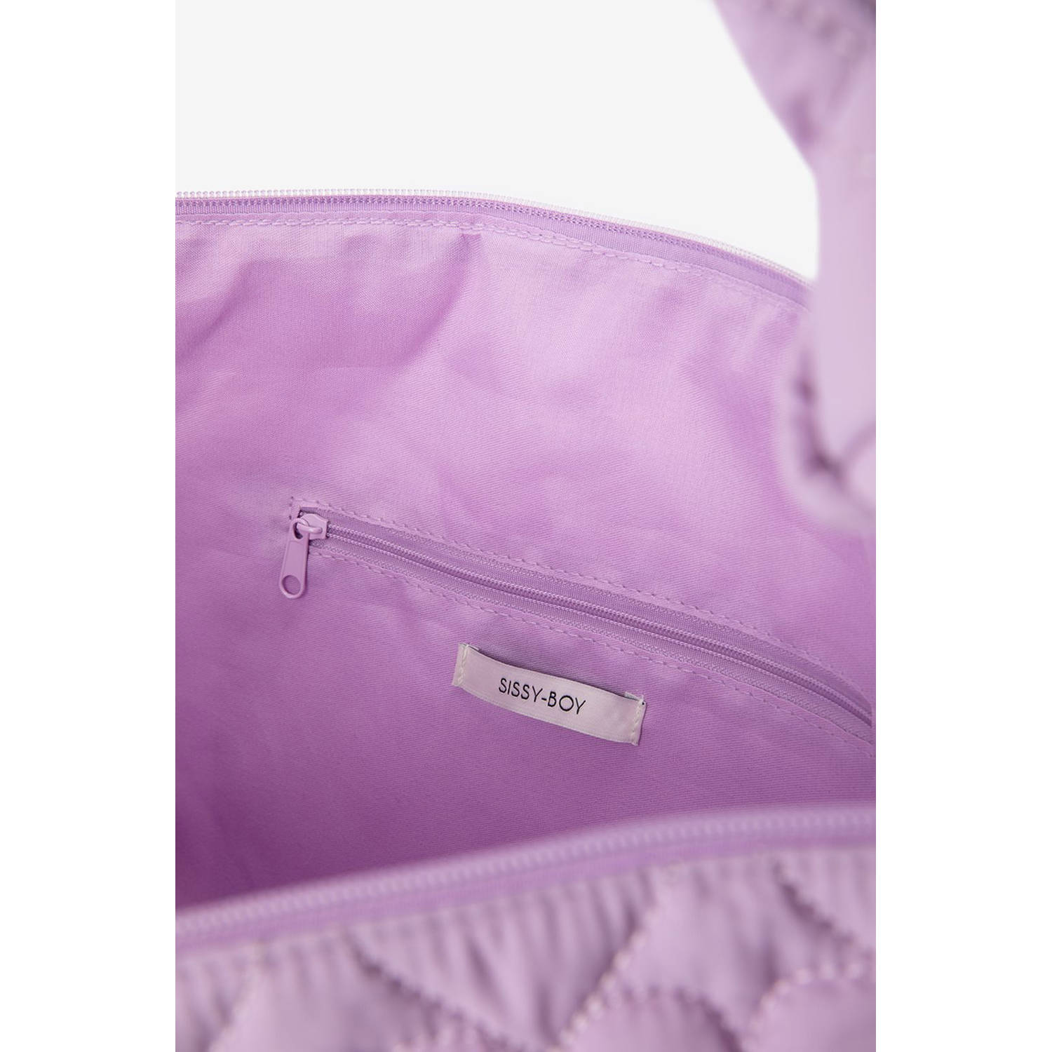 Sissy-Boy doorgestikte crossbody tas met hartjes lavendel